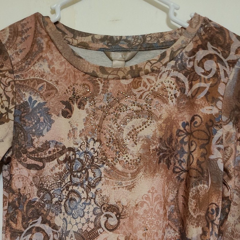 WHITE STAG PINK & BROWN PRINT TOP